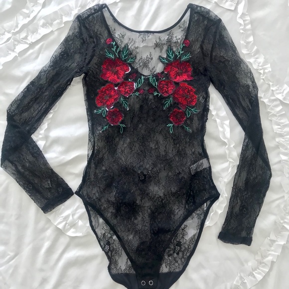 Express Tops - Express Lace Bodysuit